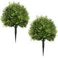 thumbnail image 4 of OUGPISTIYK Artificial Cedar Topiary Ball Trees with Ground Spikes, 23" Fake Bushes Plants, Fade Resistant Artificial Shrubs Tree for Indoor Outdoor Front Porch Decor (2 Pcs, Green), 4 of 8