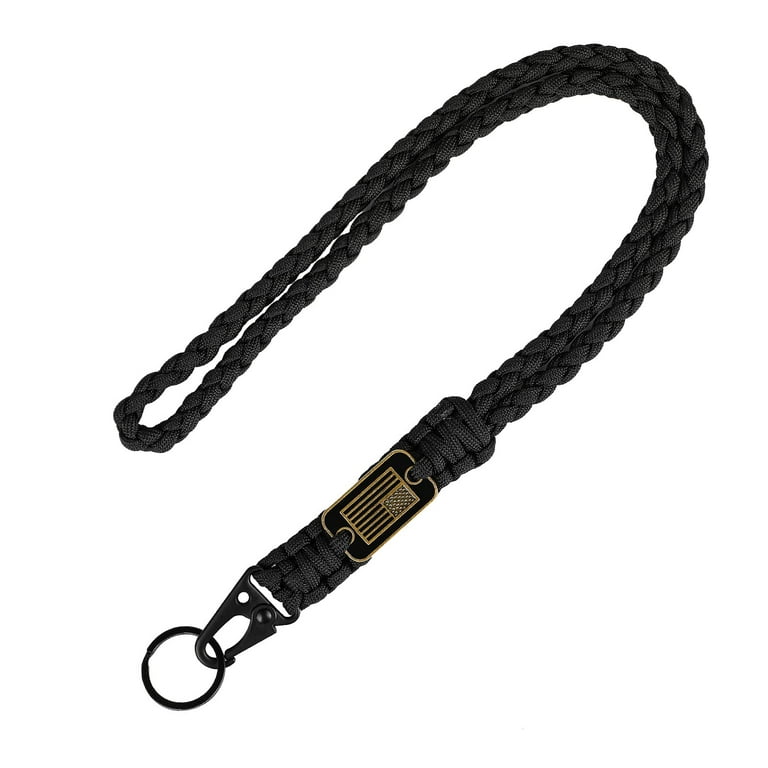 Heavy Duty Braided 550 Paracord Neck Lanyard Keychain for Men Women Outdoor  Survival, Parachute Rope Necklace Keychains with HK Clip Key Ring for ID  Card Badge Holder, Camera, Wallet and 