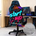 thumbnail image 3 of SCRAWLGOD Neon Graffiti Pattern Black Gaming Chair Cover Set of 4, Washable High Back Computer Chair Slipcover with Elastic Bottom Universal Desk Chair Seat Protector with Armrest Cover, 3 of 7