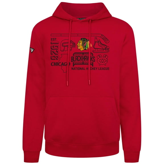 Men's Levelwear Red Chicago Blackhawks Podium Campaign Pullover Hoodie