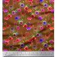 thumbnail image 1 of Soimoi Cotton Cambric Fabric Leaves & Rose Floral Print Fabric by the Yard 56 Inch Wide, 1 of 1