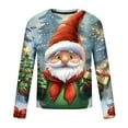 thumbnail image 4 of Blusas y camisas de manga larga y cuello redondo para hombre, informales, a la moda, con estampado navideño, cuello redondo, blusas de licra de manga larga para hombre., 4 of 5