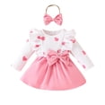 thumbnail image 1 of Odeerbi 6M-3Y Niñas Día de San Valentín Con Diadema Conjunto de Manga Larga Vestido de Algodón Cuello Redondo Vestido de Lazo Dos Piezas Set, 1 of 7