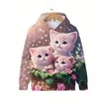 thumbnail image 3 of Sudadera de manga larga para niñas, sudadera con capucha con estampado de gatito blanco de dibujos animados, moda deportiva de otoño, sudaderas con capucha para niñas, ropa para niños, 3 of 5