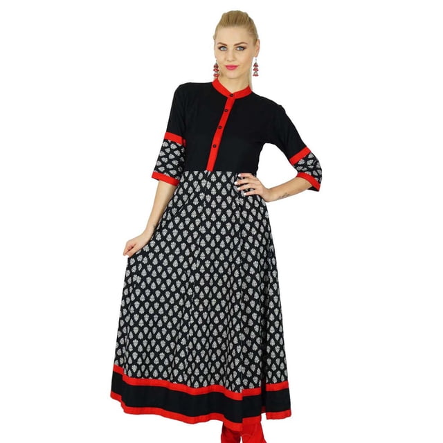 Bimba Kurta Anarkali Noire pour Femmes Kurti Manches 3/4 Blouse Formelle Indienne