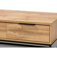 thumbnail image 6 of Baxton Studio Franklin Modern and Contemporary Oak Brown Finished Wood and Black Finished Metal 2-Drawer Coffee Table, 6 of 7