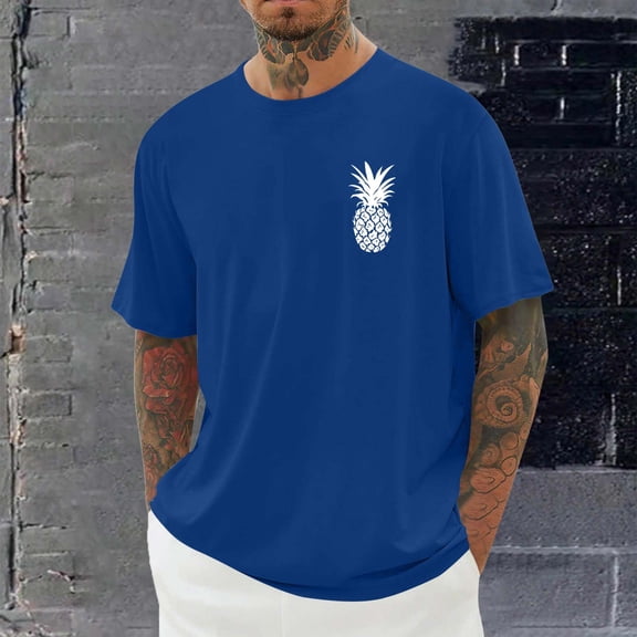 Yaoyar Mens Short Sleeve T-Shirts Pineapple Graphic Tees Shirts Summer Tops Cotton Tshirts for Beach Party