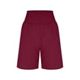 thumbnail image 4 of ClodeEU Women's Summer Elast Waist Vintage Shorts with Pockets, Casual Loose Short Red,Womens Plus S, 4 of 8