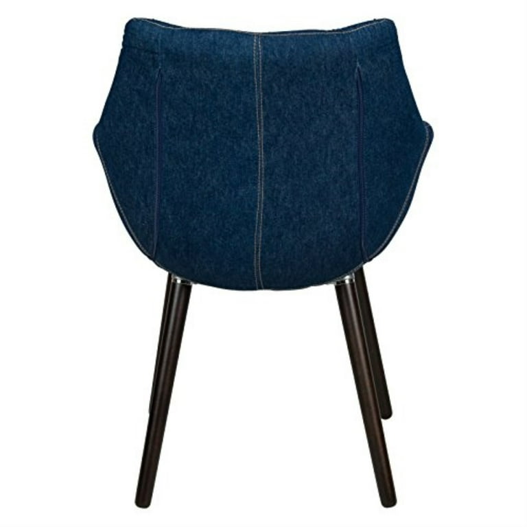 LeisureMod Denim Accent Chair with 100% Cotton Fabric and