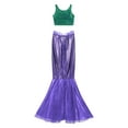 thumbnail image 4 of Yeahdor Womens Halloween Mermaid Fancy Dress Costume Cropped Tank Top with Cascading Ruffle Long Skirt Green&Purple XL, 4 of 6