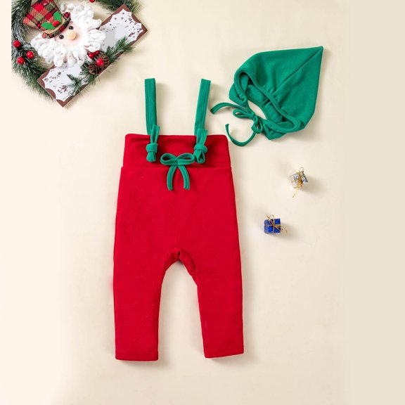 Winter Girls Bodysuit Outfit With Hat And Suspenders Soft Thermal Baby Jumpsuit Romper For Toddler Holiday Party Wear