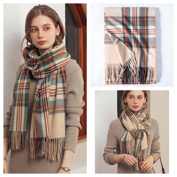 Bufanda de Cachemira para mujer, manta grande, chal clásico a cuadros, envoltura suave y cálida, otoño e invierno, venta al por mayor Fivean unisex