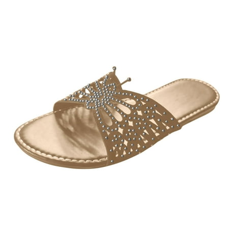 

YUHAOTIN Home Slippers Women Indoor Rubber Women s Summer Fashion Dazzling Colorful Flat Bottom Open Toe Slippers Outside Butterfly Beach Sandals Slippers Bridal Slippers Home Slippers