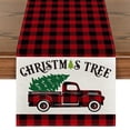 thumbnail image 1 of Merry Christmas Linen Table Runner Party Decor Plaid Dining Table Runner Holiday, 1 of 5
