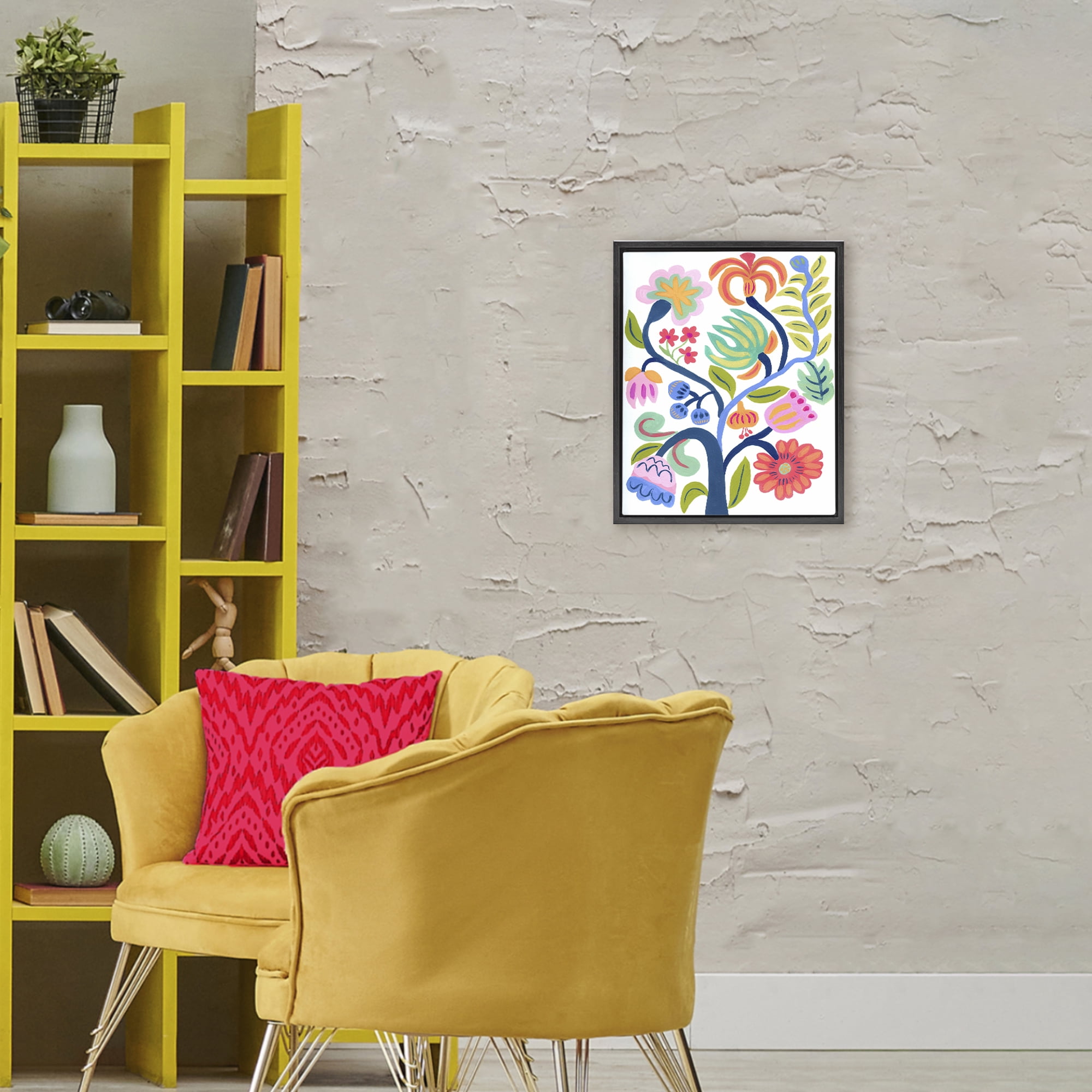 Stupell Industries Boho Blue Tree Black Framed Floater Canvas Wall Art, design by Suzanne Allard