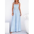 thumbnail image 3 of PRETTYGARDEN One Piece Jumpsuits for Women Summer Sleeveless Smocked Gingham Wide Leg Date Night Rompers Spring Outfits, 3 of 10