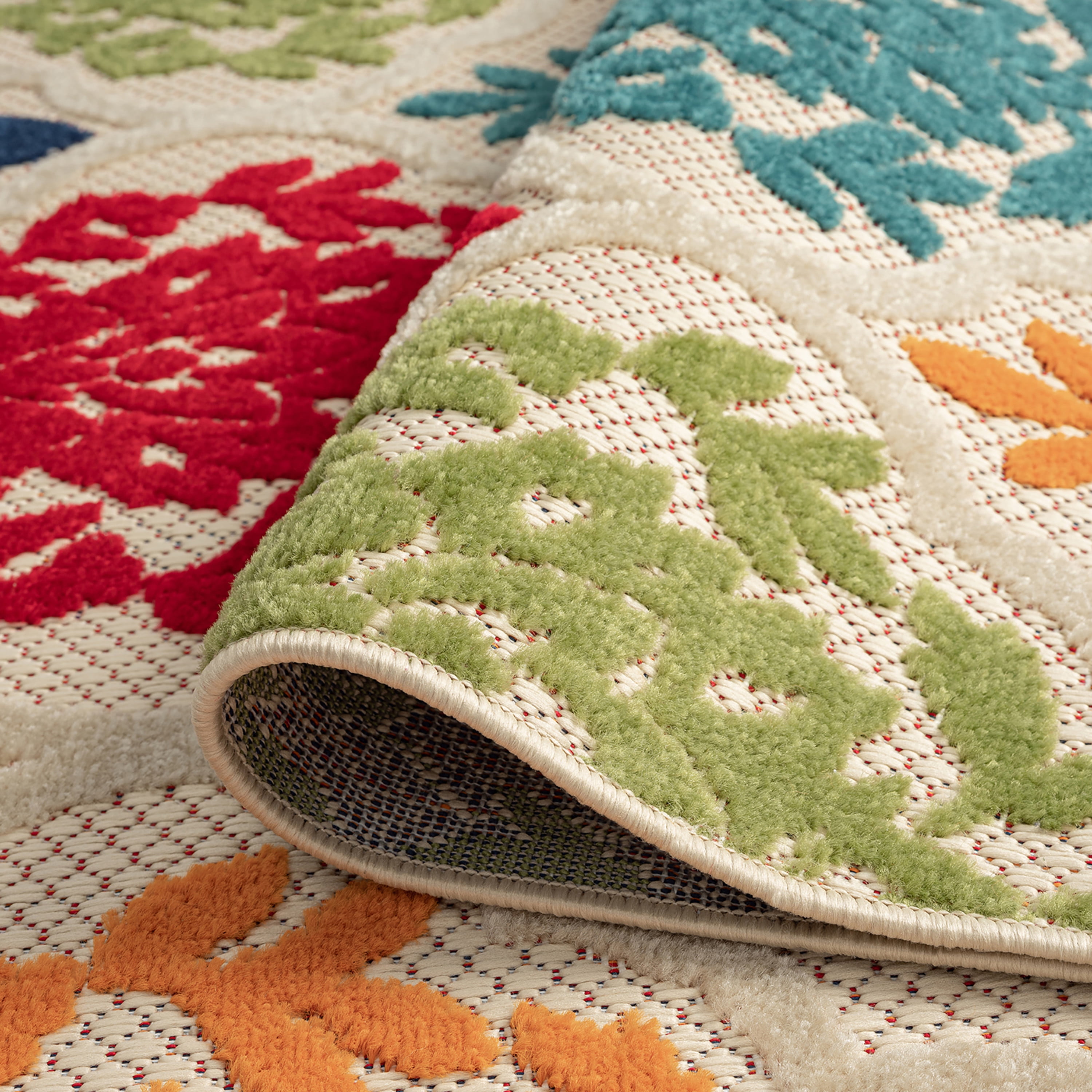 Oasis Modern Medallion Multicolor Polypropylene Indoor Outdoor Area Rug, 5'x7' Rectangle