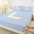 thumbnail image 3 of Feelyou Fashion Monogrammed L Full Size Sheets for Girl, Modern Abstract Lines Bed Sheets, Cute Cartoon Sheet Sets, Ultra Soft Bedroom Decor, 4 Pieces, 3 of 7