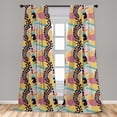 thumbnail image 4 of Ambesonne Contemporary Curtains, Brushstroke Motifs, Pair of 28"x95", Mustard Indigo Coral, 4 of 4