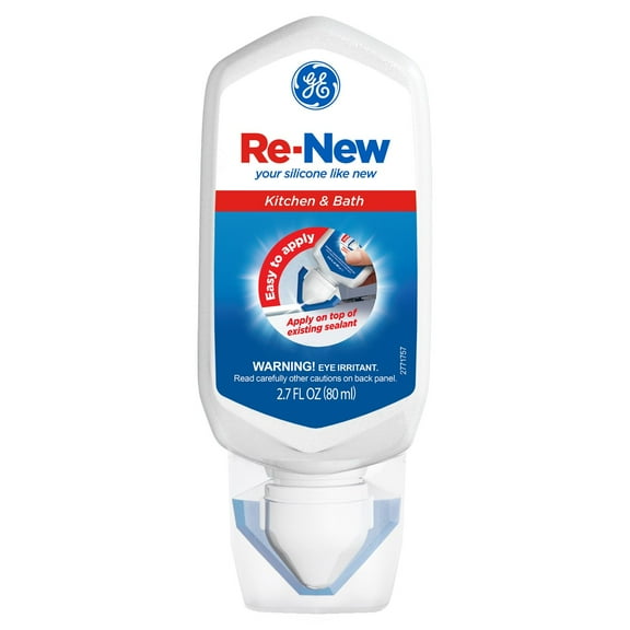 GE Re-New Kitchen and Bath Silicone Sealant, Pack of 1, White 2.7 fl oz Tube