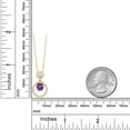 thumbnail image 3 of Gem Stone King 18K Yellow Gold Plated Silver Purple Amethyst and White Simulated Opal Pendant Necklace for Women (1.85 Cttw, Gemstone February Birthstone, Round 6MM and 4MM), 3 of 3