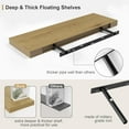 thumbnail image 6 of Oak Bathroom Shelves Floating Shelves for Wall Shelf Over Toilet Long Wall Mounted Modern Farmhouse,48 x 12 Wall Shelves with Invisible Brackets for Living Room, Kitchen, Bedroom, 6 of 15