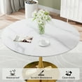 thumbnail image 6 of KATBOC 5-Piece Dining Set, 34in Round White Marble Table with Golden Tulip Base and 4 Velvet Chairs, for Kitchen Dining Room Home, Black, 6 of 7