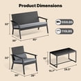 thumbnail image 6 of Asofer 4-Pieces Patio Furniture Set with Tempered Glass Table，Outdoor Wicker Conversation Sets for Backyard,Balcony, Porch & Poolside,Gray, 6 of 8