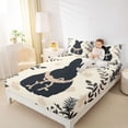 thumbnail image 3 of Erosebridal Cartoon Bunny Silhouette Queen Sheet Sets,Easter Theme Rustic Plant Leaves Bed Set For Girls Kids 4-Piece, 3 of 6
