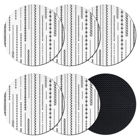 Modern Abstract Coasters Set of 6 Absorbent Coasters for Drinks Minimalist Geometric Striped Black Coaster for Desk Coffee Table Protection Home Decor House Warming Gifts 4