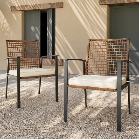 LAUSAINT HOME 2 - Piece Outdoor Fixed Dining Chair With Cushions