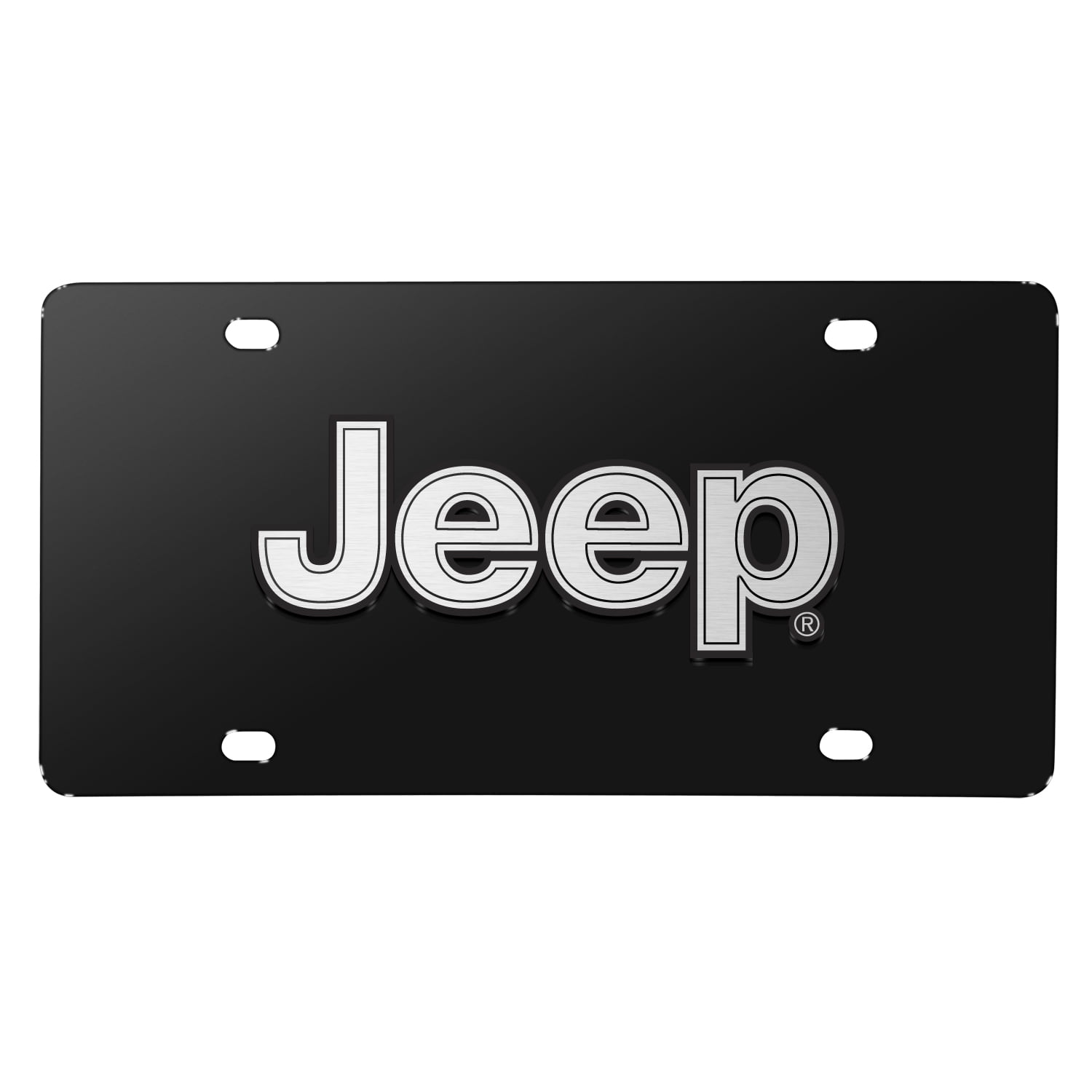 3D Black Stainless Steel Jeep Wrangler Sahara Dual Logo License Plate