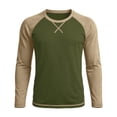 thumbnail image 3 of Daiosportswear Color Block Tops for Men Casual Stylish Crewneck Raglan Long Sleeve Baseball Tee Shirts Fall Pullover Army Green L, 3 of 7