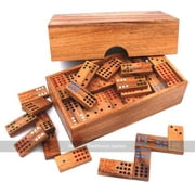 Rombol Double 12 Dominoes in Wooden Box - colored Dots