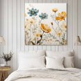 thumbnail image 4 of Yellow Blue Spring Floral Wall Art Painting on Canvas, Watercolor Summer Botanical Canvas Art Home Prints Wall Art Framed Modern Artwork for Living Room Bedroom Wall Decor 12x12in, 4 of 9