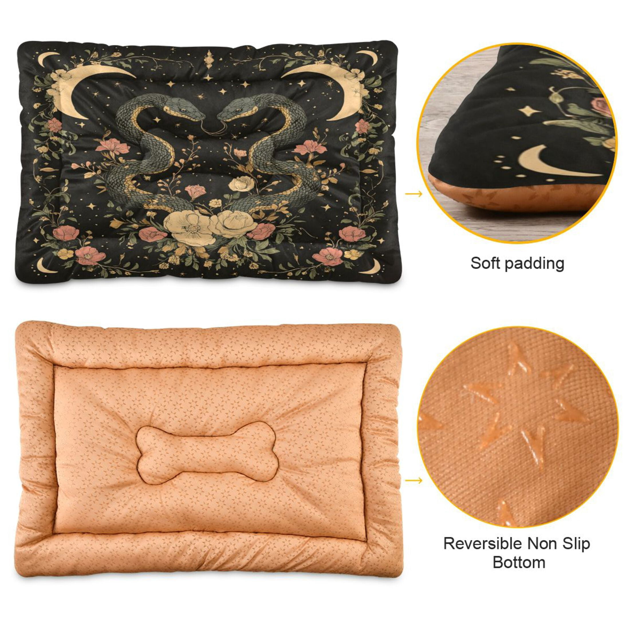 Qxltty Snakes Entwining Vines Ped Pad Wear-resistant and Hard to Bite Through Sleeping Pad for Small Medium Large Dogs Winter Pet Bed 36×24in