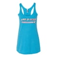 thumbnail image 2 of Wild Bobby Life Is Miami Soccer GOAT Sports Women Tri-Blend Racerback Tank Top, Vintage Turquoise, Medium, 2 of 5