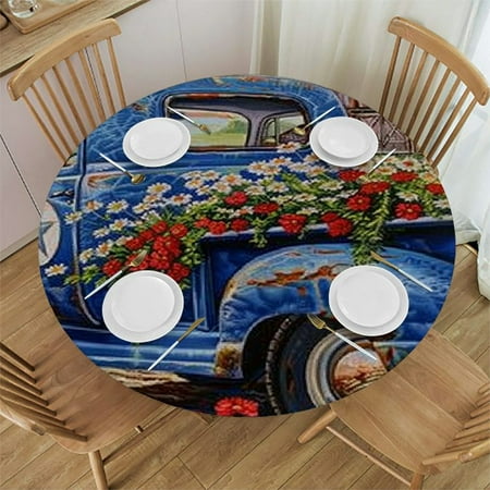 

YANMS Flowers Barn Americana Round Table Cloth 100% Polyester Fiber 46-50