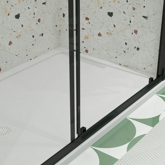 Frameless Shower Door 50"-54"W x 72"H sliding shower door, sliding door, with 1/4" tempered glass and Matted Black finish 5472,Sliding Shower Door