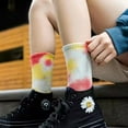 thumbnail image 4 of COUVER Women's Comfort Tie Dye Crew Socks, Yellow Green, Size 9-11, 2 Pairs, 4 of 8