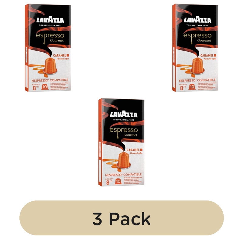 Lavazza Caramel Gourmet Nespresso Compatible Capsules, 10 pods per pack, British Import (Pack of 3)