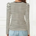 thumbnail image 4 of T Shirts for Womens Crew Neck Loose Tees with Puffy Sleeves Base Tops Striped Long Sleeve Shirt Women, 4 of 7