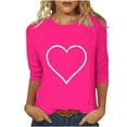 thumbnail image 3 of DDAPJ pyju Valentine's Day T-shirts for Women 3/4 Sleeve Cute Tops Striped Heart Graphic Tees Plus Size Holiday Blouse Top Multicolor XXXXL, 3 of 6