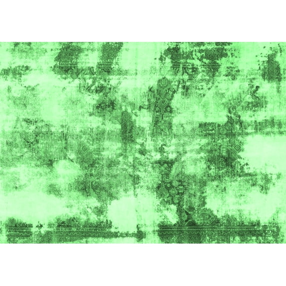 Ahgly Company Indoor Rectangle Abstract Emerald Green Modern Area Rugs, 8' x 12'