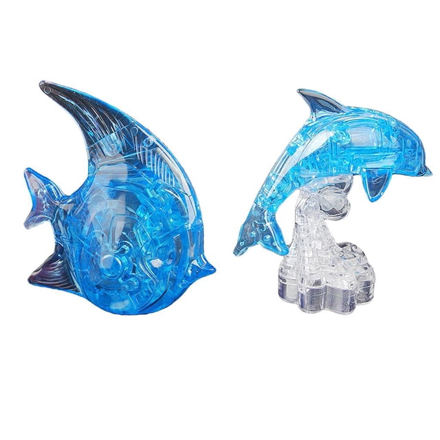 Rompecabezas en 3D de cristal Hugo delfines y peces