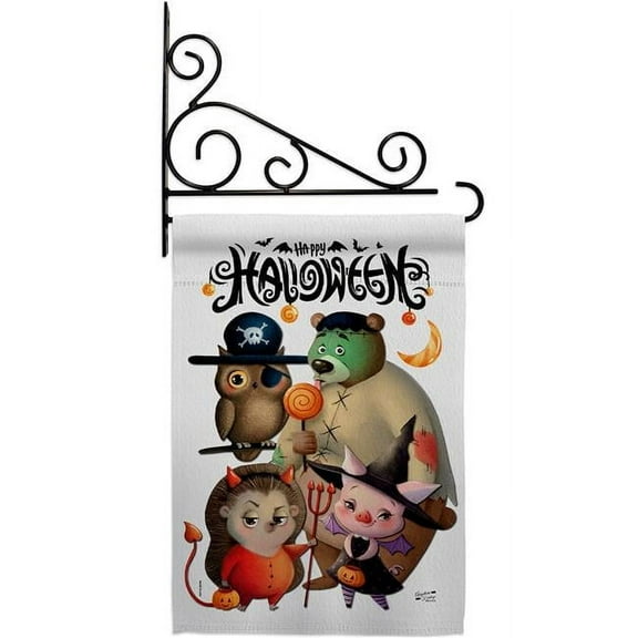 Angeleno Heritage GS130413-BO-03 Halloween Friends Falltime 13 x 18.5. in. Double-Sided Decorative Horizontal House Garden Flag Set for Decoration Banner Yard Gift