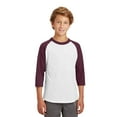 thumbnail image 2 of Sport-Tek ®  Youth Colorblock Raglan Jersey.  Yt200 Xs White/ Maroon, 2 of 4