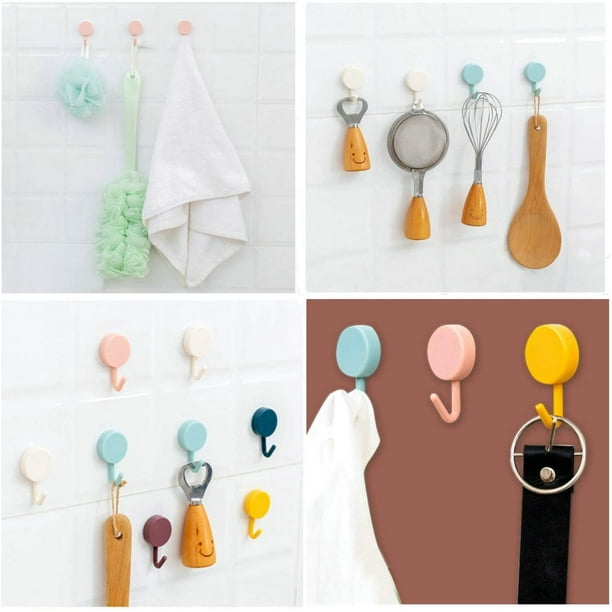 Perchas adhesivas para bano y cocina paquete de 10 ganchos adhesivos de color gancho para llaves para paredes sin danos gancho impermeable para cocina y bano blanco negro JM Walmart en linea
