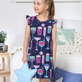 thumbnail image 4 of Fotbe Wine Glasses And Cocktails Vestido de Dormir para Niñas de 3 a 10 Años, Mangas Cortas, Estilo Princesa, Pijama Camisón con Mangas Voladas-Medium, 4 of 6