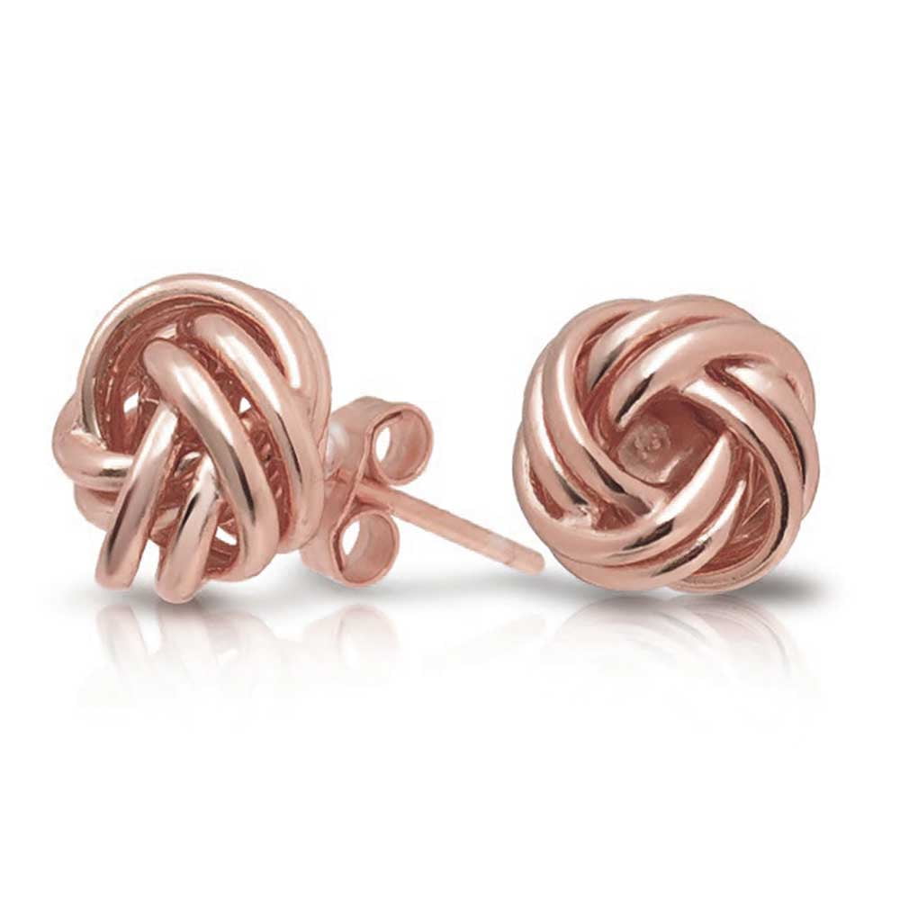 Bling Jewelry Woven Double Love Knot Stud Earrings Rose Gold Bling Jewelry Woven Double Love Knot Stud Earrings Rose Gold Vermeil 9mm